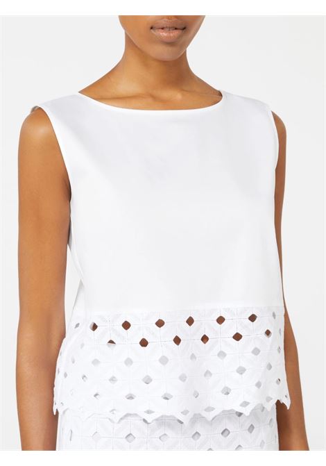 Top in popeline e pizzo macramé - Bianco ottico MAX MARA beachwear | BCHMAGGIO001